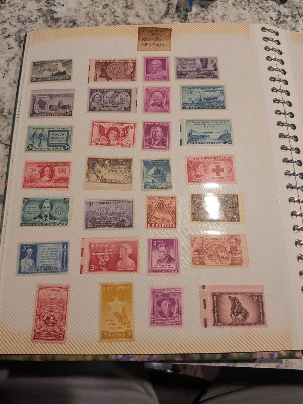 Vintage United States Postage Stamp Album Page - Multicolor  Stamps
